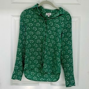 HVN collared green floral blouse